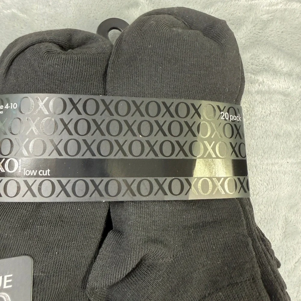 XOXO Womens Low Cut Socks 20 Pack Black Shoe Size 4-10 Value Bundle New